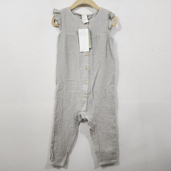 H&M Other - H&M Cotton Romper Suit Muslin Light Dusky Green One-Piece NWT Baby Size 2T